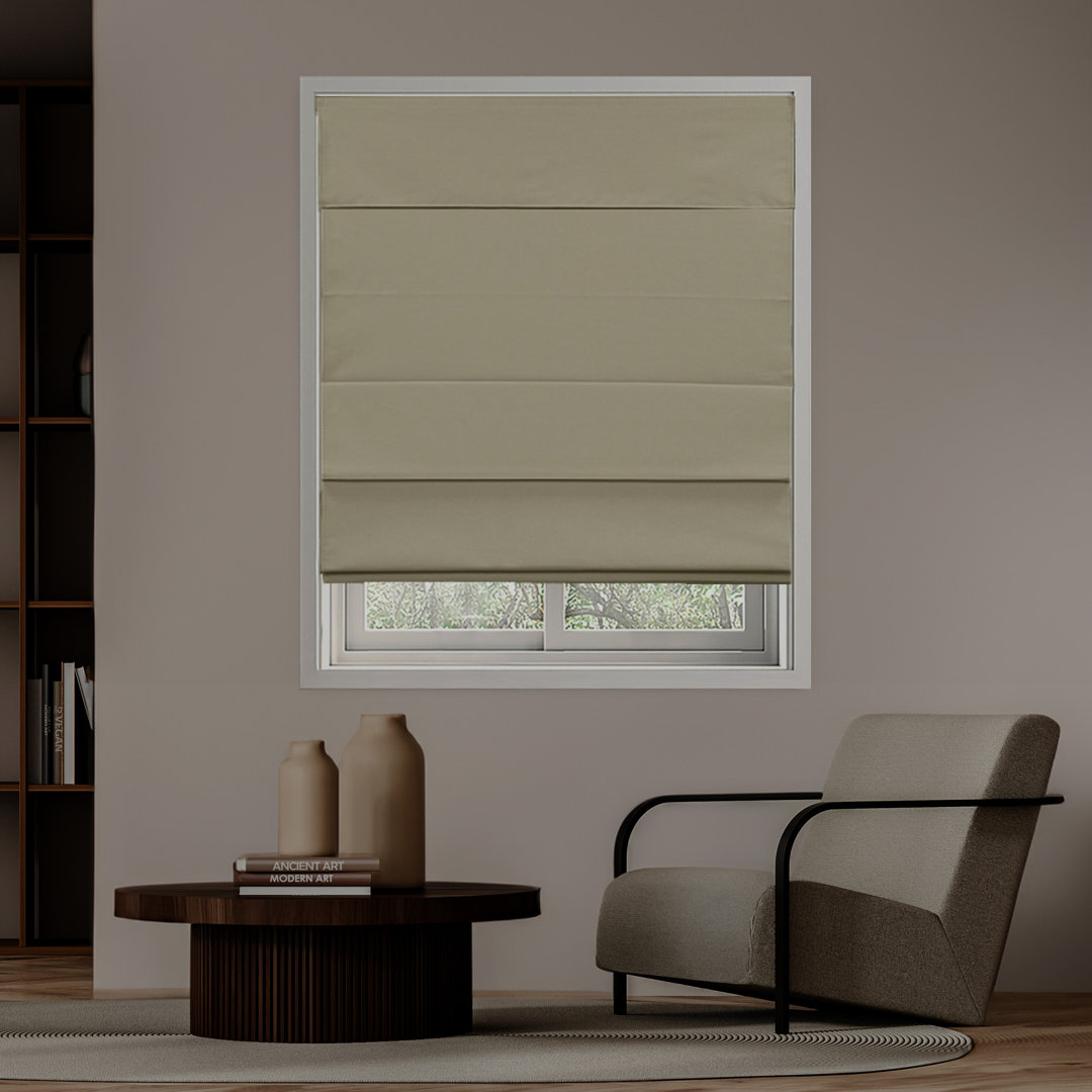Coursey Cordless Blackout 100% Cotton Roman Shade with Cellular Shade Backing